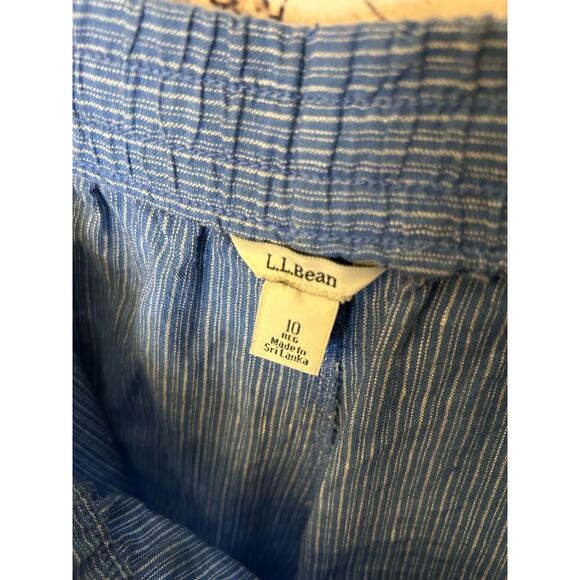 SALE!! LL Bean women's size 10 pants blue white pinstripe elastic waist tie stri - Picture 2 of 3